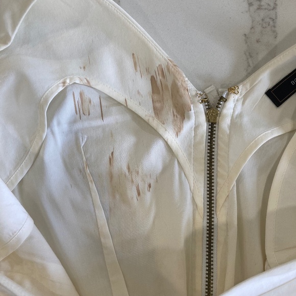 BCBG MaxAzria White Cotton V-Neck Bow Fitted Top Size XXS - Picture 12 of 13